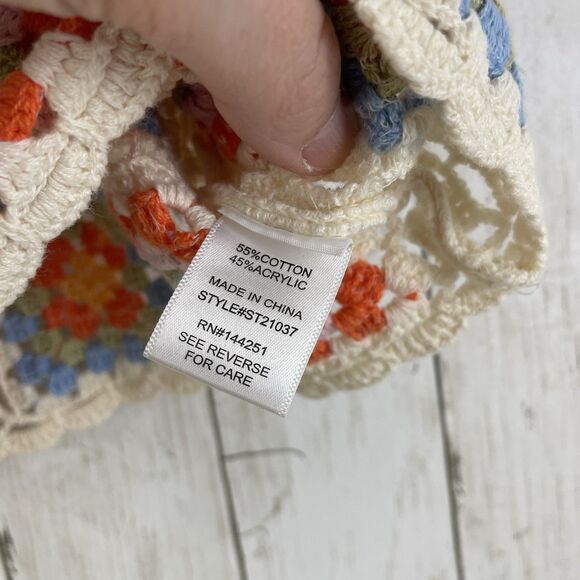 Sincerely Jules Granny Square Sleeveless Cropped  Sweater Sz XL Boho Multicolor - Picture 5 of 8